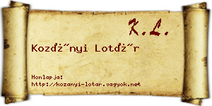 Kozányi Lotár névjegykártya